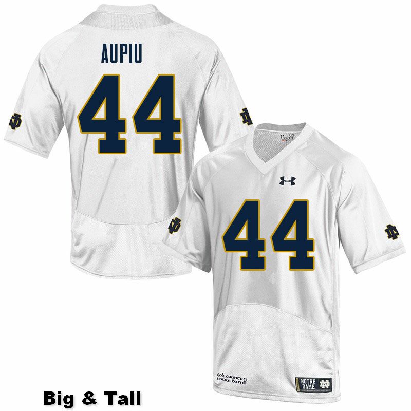 Men's NCAA Notre Dame Fighting Irish #44 Devin Aupiu Stitched College Under Armour Authentic White Big & Tall Football Jersey MB10U05RV